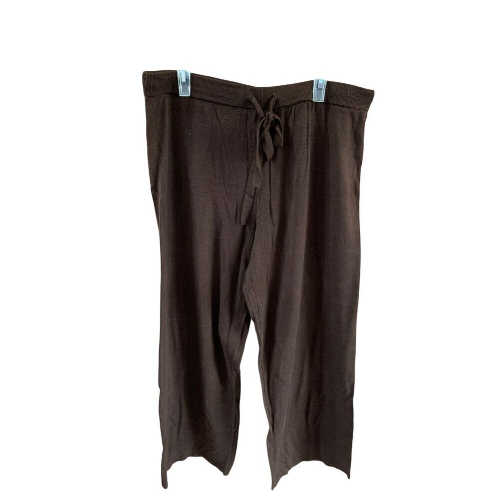Wide Leg Drawstring Pants - Brown